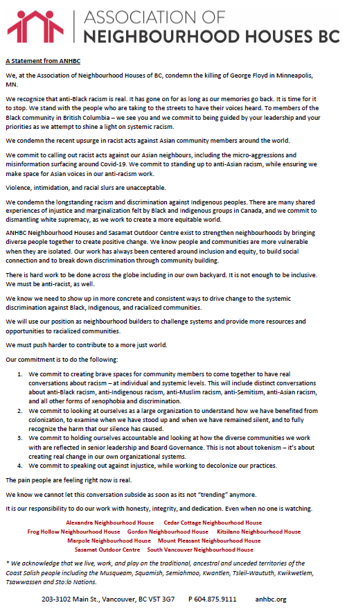 A Statement from ANHBC