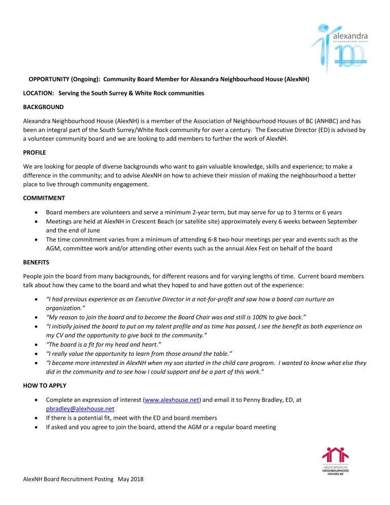 AlexNH is seeking new community board members!