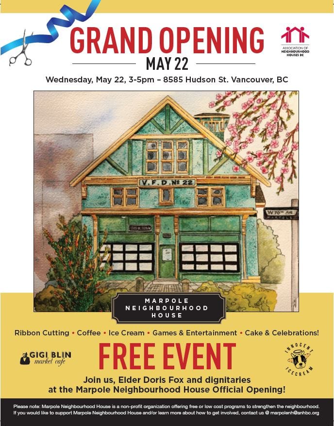 Marpole Neighbourhood House Grand Opening May 22, 2019